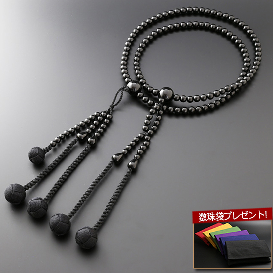 数珠 男性用 日蓮宗 尺二 黒オニキス 本式数珠 念珠袋付き ＳＭ-068