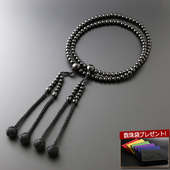 数珠 男性用 真言宗 尺二 黒オニキス 本式数珠 念珠袋付き ＳＭ-048