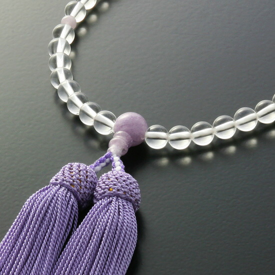 京仏壇はやし 数珠 女性用 頭房 本水晶 藤雲石 トウウンセキ 仕立て
