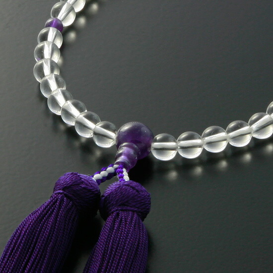 京仏壇はやし 数珠 女性用 みやこ房 水晶 紫水晶仕立て 念珠袋付き W