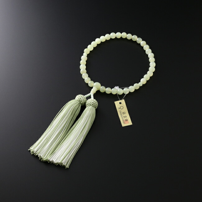 京仏壇はやし 数珠 女性用 正絹2色頭房 グリーンオニキス共仕立 念珠