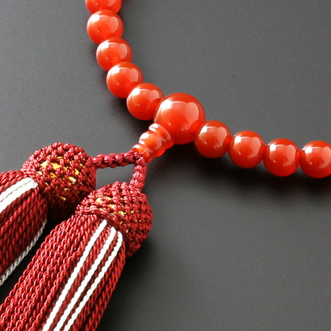 数珠 女性用 正絹２色頭房 瑪瑙 共仕立て 念珠袋付き Ｗ-048｜kb-hayashi｜03