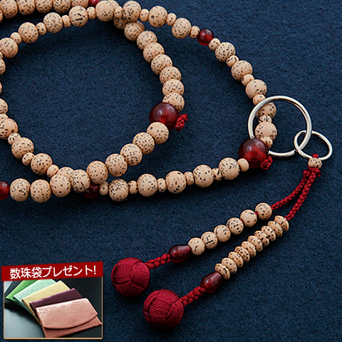 数珠 女性用 浄土宗 二連 星月菩提樹・瑪瑙 めのう 入り 本式数珠 念珠