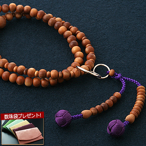 数珠 女性用 浄土宗 二連 白檀 本式数珠 念珠袋付き ＳＷ-004｜kb-hayashi