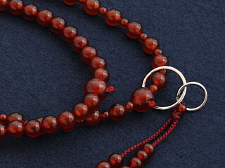数珠 女性用 浄土宗 二連 瑪瑙 めのう 本式数珠 念珠袋付き ＳＷ-013｜kb-hayashi｜02