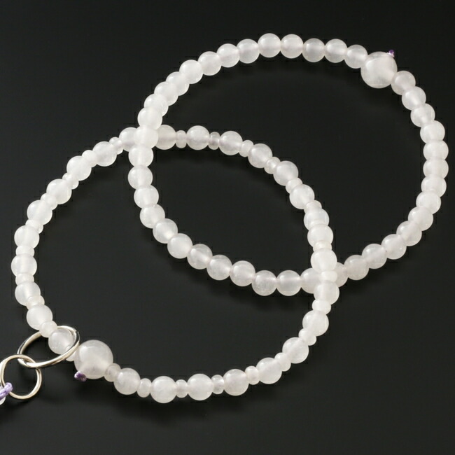数珠 女性用 浄土宗 二連 ホワイトオニキス 本式数珠 念珠袋付き ＳＷ-018｜kb-hayashi｜02