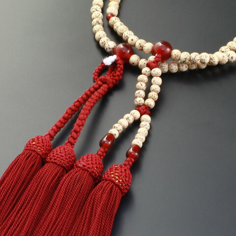 数珠 女性用 浄土真宗 二連 八寸 星月菩提樹・瑪瑙 めのう 入り 本式