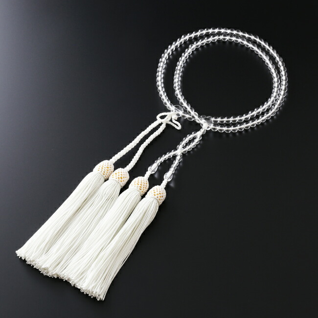 数珠 女性用 浄土真宗 二連 八寸 本水晶 本式数珠 念珠袋付き ＳＷ-072 