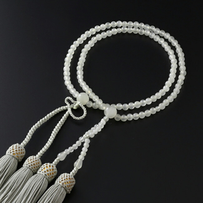 京仏壇はやし 数珠 女性用 浄土真宗 二連 八寸 グリーンオニキス 本式