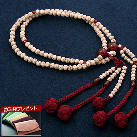 数珠 女性用 二連 日蓮宗 尺０ 星月菩提樹・瑪瑙 めのう 入り 本式数珠