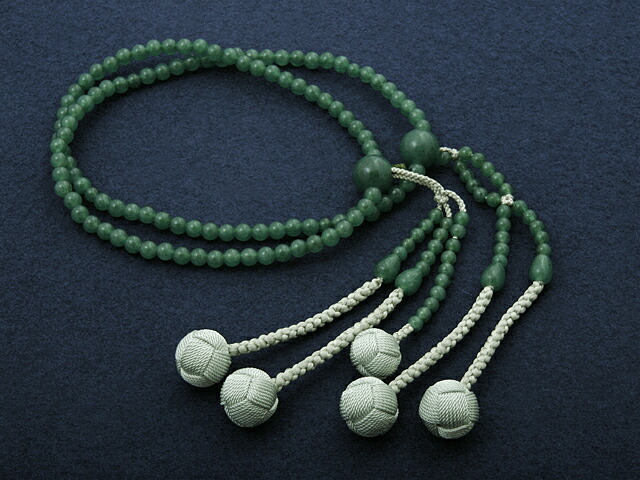 京仏壇はやし 数珠 女性用 二連 日蓮宗 尺0 翡翠 ひすい 本式数珠 念珠