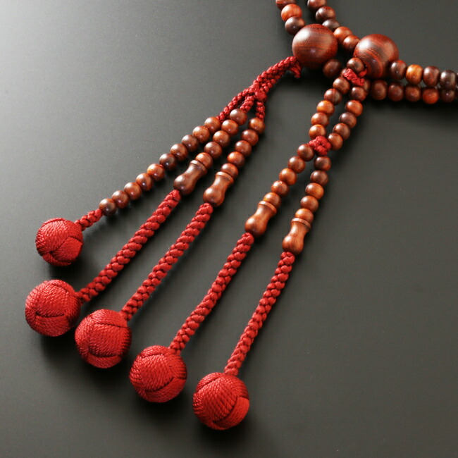 数珠 女性用 二連 日蓮宗 尺０ 紫檀（素挽き） 本式数珠 念珠袋付き