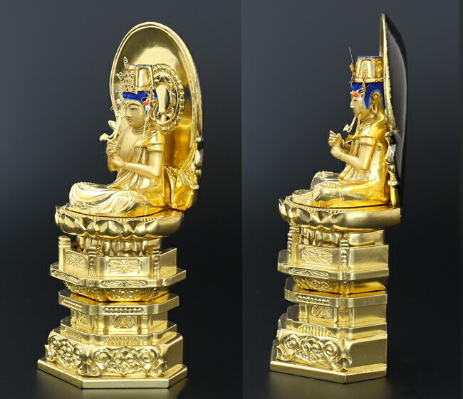 京仏壇はやし 仏像 ご本尊 中七肌粉 六角台座 大日如来 円光背 2.5寸