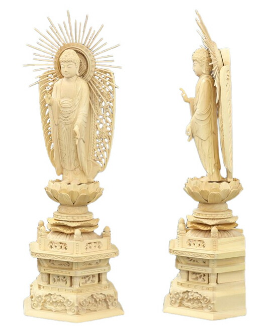 仏像 総桧 六角台座 西弥陀 4.5寸_2