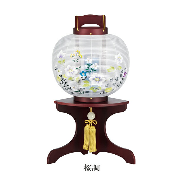 京仏壇はやし 盆提灯 ミニサイズ 回転灯付き木製提灯 たまふさ 10号(大