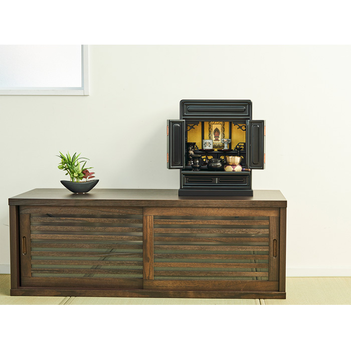 京仏壇はやし 仏壇 コンパクト 唐木 ミニ仏壇 ひまわり 16号 （仏具