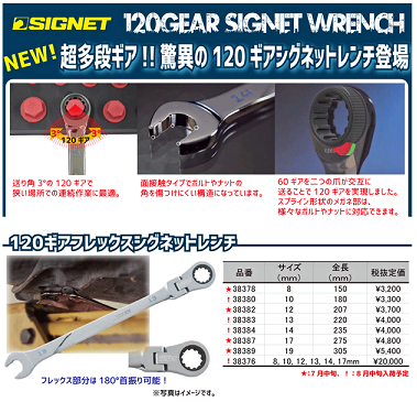 SIGNET シグネット 120ギアフレックスレンチ 19mm 38389 : 38389