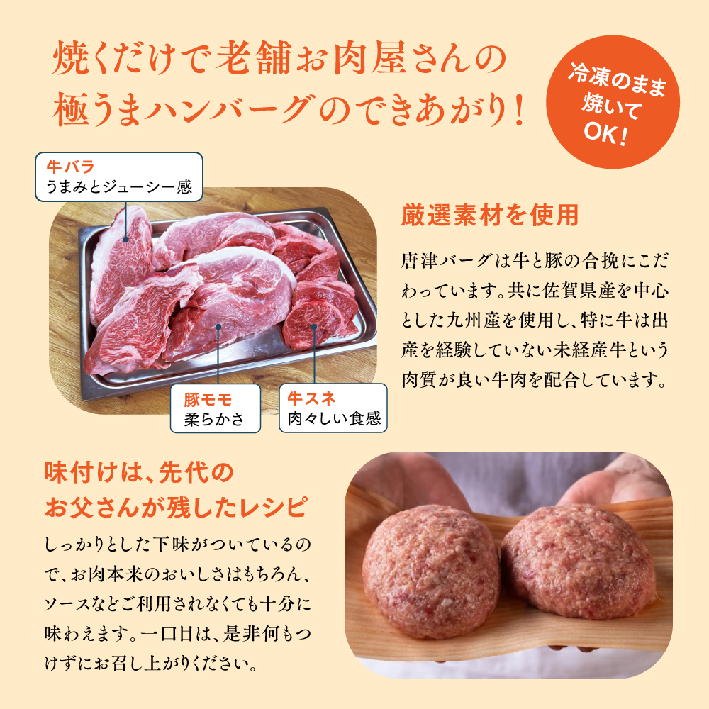 焼くだけで老舗お肉屋さんの極うまハンバーグのできあがり！