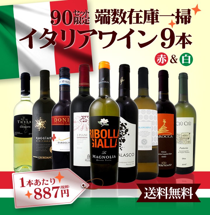 90セット限り 端数在庫 掃 イタリアワイン9本セット wine set Italy