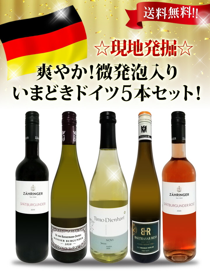 ワイン セット スパークリング ロゼ 赤 白 ドイツ 5本 wine set 750ml 