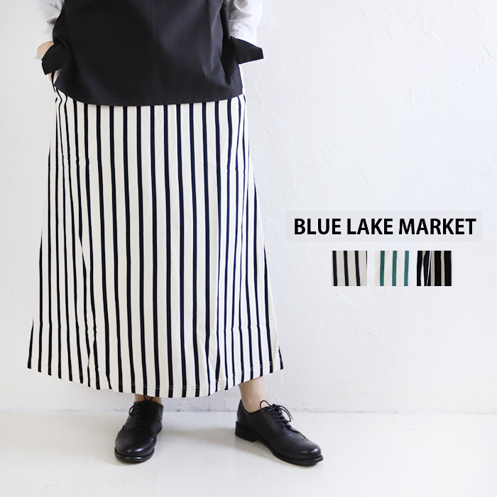 Blue lake market ブルーレイクマーケット B-469001 ストライプイージーパンツ ボトムス レディース ストライプ 綿 コットン  日本製