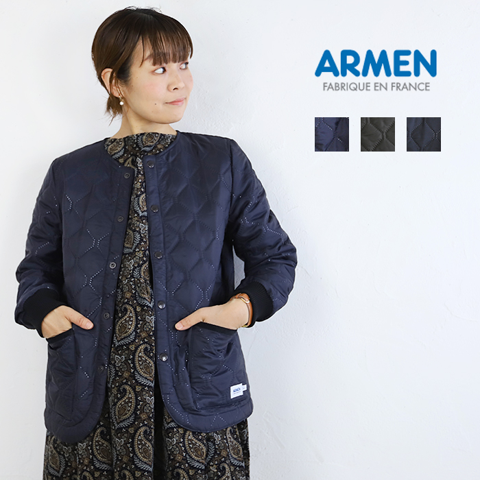 美品 ARMENノーカラージャケット-