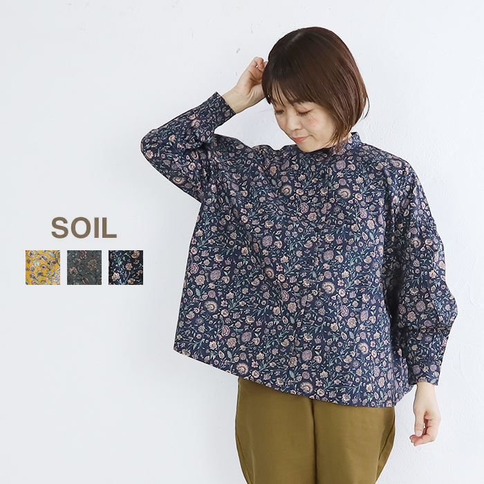 SOIL ソイル NSL22541 バンドカラーギャザーシャツ トップス シャツ