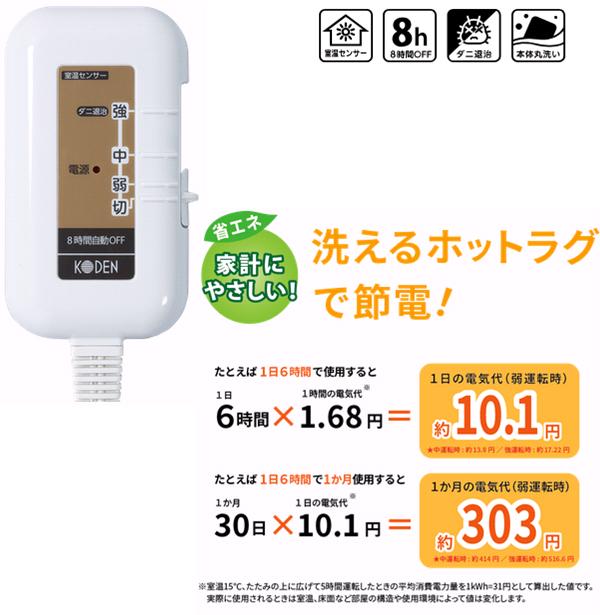 広電（KODEN） CWR111G-B 洗えるらく寝ぼう フランネル 省エネホット