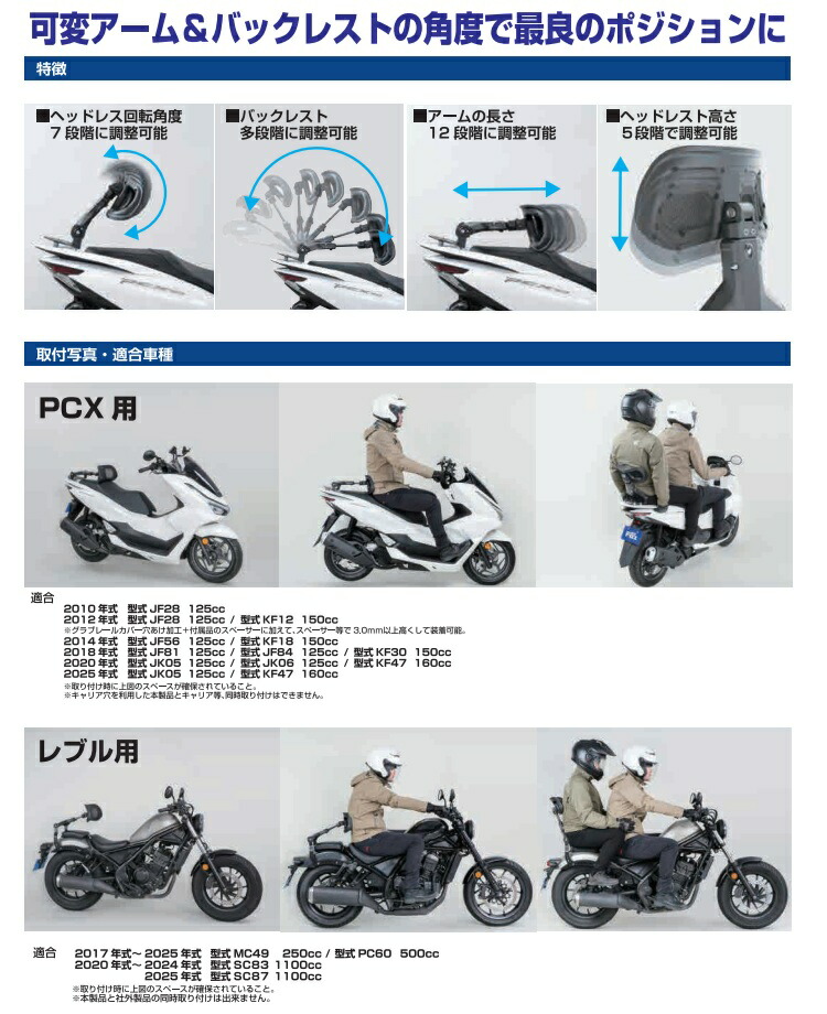 TANAX（タナックス） MF-4791 RAKUDA バックレスト PCX用 ブラック お