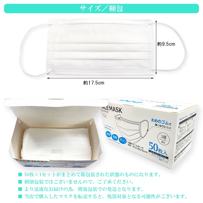 マスク 白色 200枚 在庫あり 3層構造 不織布 使い捨て 50枚入り×4箱