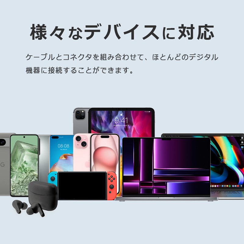 充電ケーブル マルチケーブル 6in1 収納ケース ケーブル セット 急速