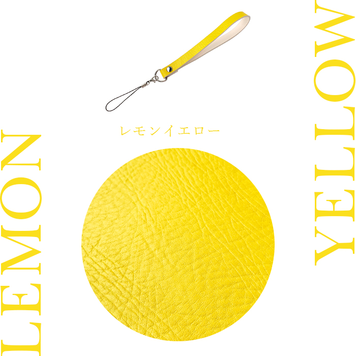 SatokoOishi スマホストラップ yellow マグネット留め牛革レザーケースとショルダーストラップ iPhone