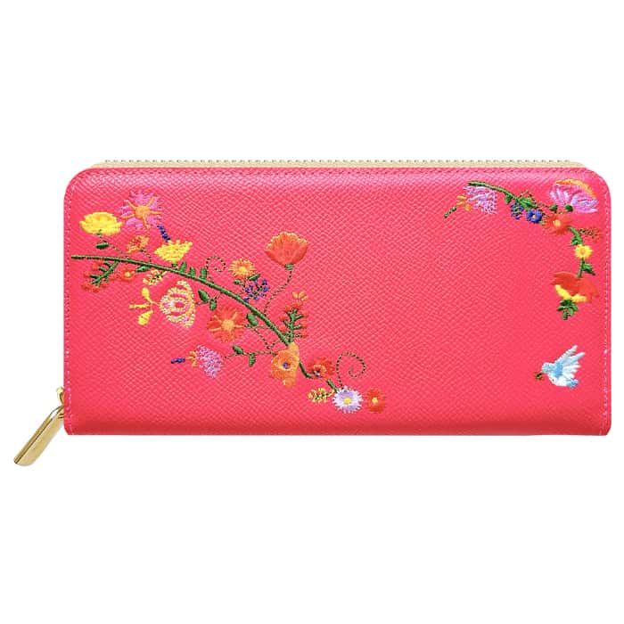 本革 花刺繍 ラウンド型 長財布 WL-R1-S2 サイフ さいふ ウォレット