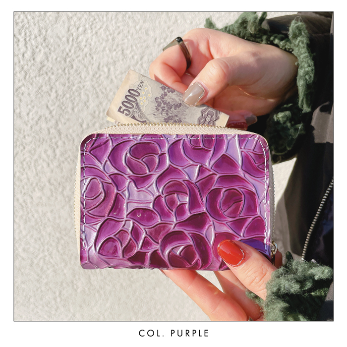 ミニウォレット 本革 ステンドグラス ローズ 小さい財布 ミニ財布 財布