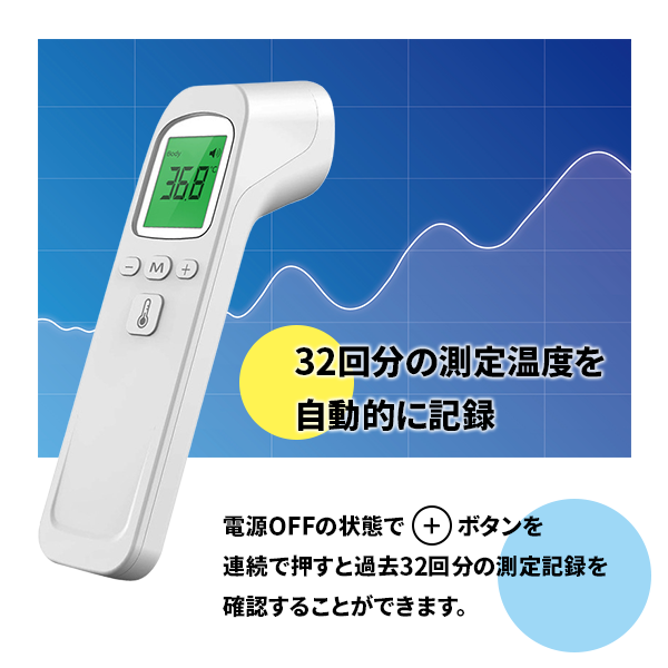 非接触温度計 Bタイプ / 1秒測定 体温計 赤外線 非接触型 メモリー機能 