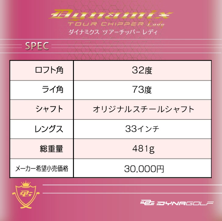 ゴルフ クラブ チッパー レディース 33インチ レフティ ロフト角32度