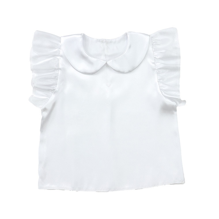 GIRL サテン丸襟ブラウス ラウンドカラー 白 GIRL サテン丸襟ブラウス ラウンドカラー 白