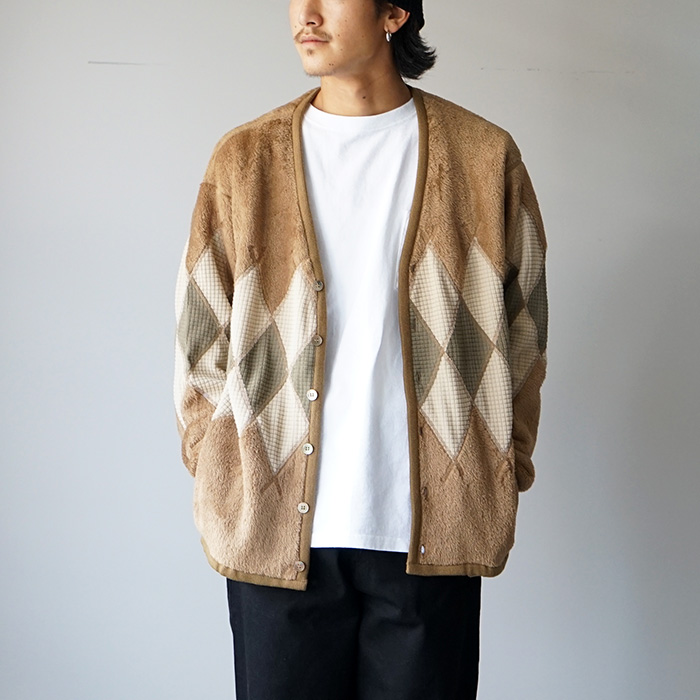 BURLAP OUTFITTER バーラップアウトフィッター　ARGYLE FLEECE CARDIGAN アーガイルフリースカーディガン  アーガイル柄 カーディガン