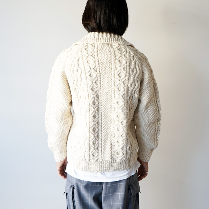 INVERALLAN / フィッシャーマンニット/--/ウール/BEG インバーアラン 3A ランバー カーディガン ナチュラル NATURAL ニット