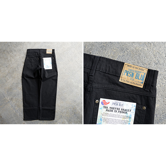 PRISON BLUES プリズンブルース RELAXFIT JEANS -BLACK リラックスフィット デニム ストレートデニム ブラック  プリズナーデニム : prisonblues-103-blk : CONNECT S - 通販 - Yahoo!ショッピング