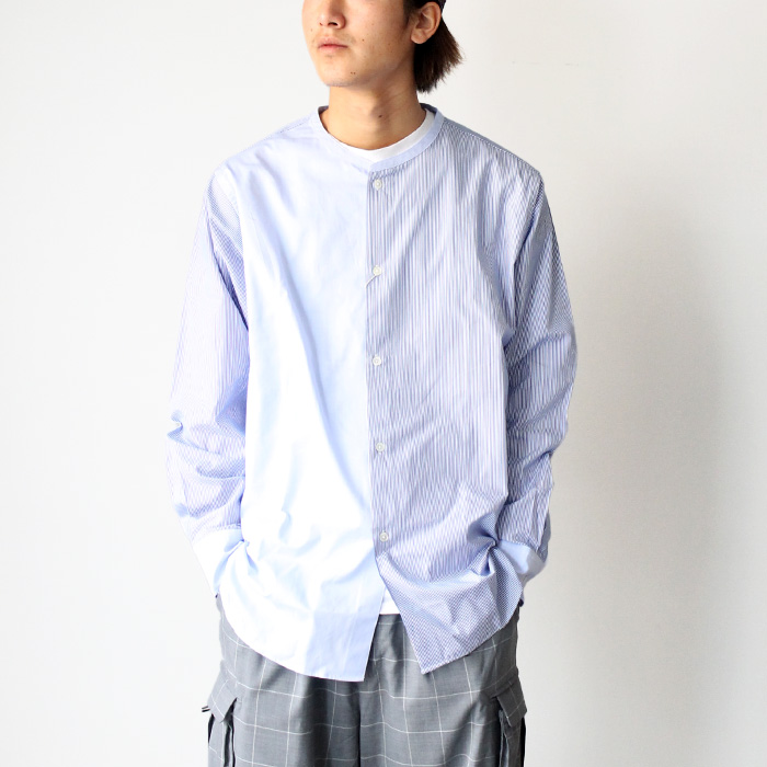 Si エスアイ ASYMMETRY BAND COLLAR SHIRT アシンメトリー