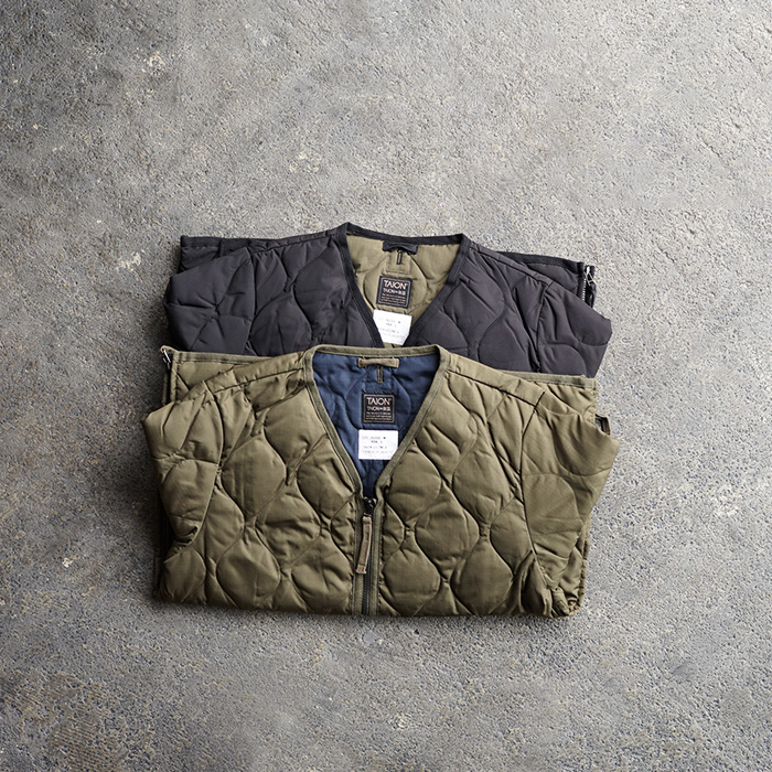 TAION（タイオン） メンズ 長袖 大人 MILITARY W-ZIP V NECK DOWN JKT