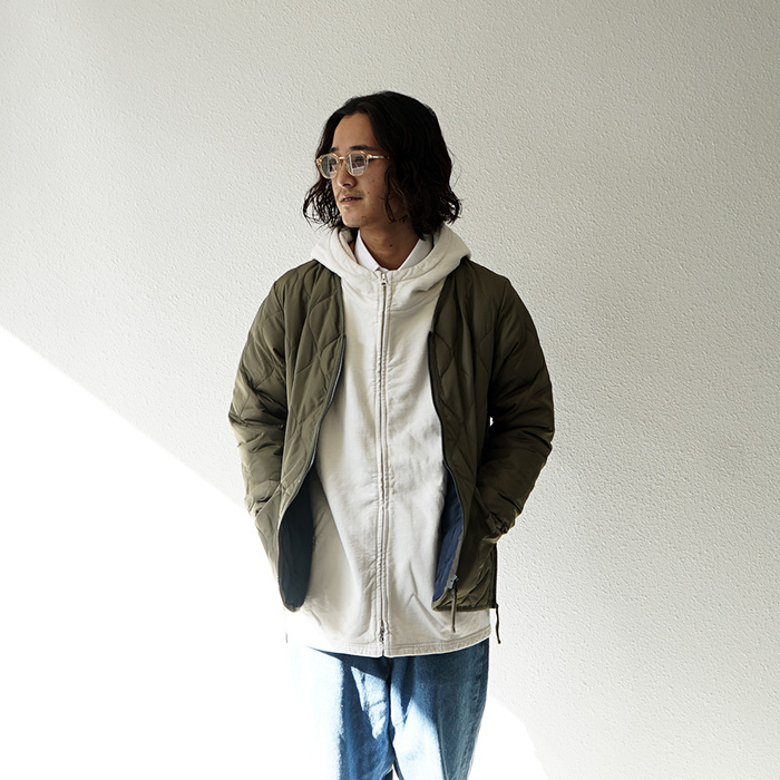 TAION（タイオン） メンズ 長袖 大人 MILITARY W-ZIP V NECK DOWN JKT