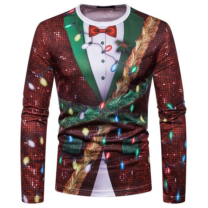 Tシャツ 面白いTシャツ メンズ 3DTシャツ クリスマス 重ね着風 クルーネック ス 面白い カジュアル ファッション パーティー 仮装｜keigo-st｜02