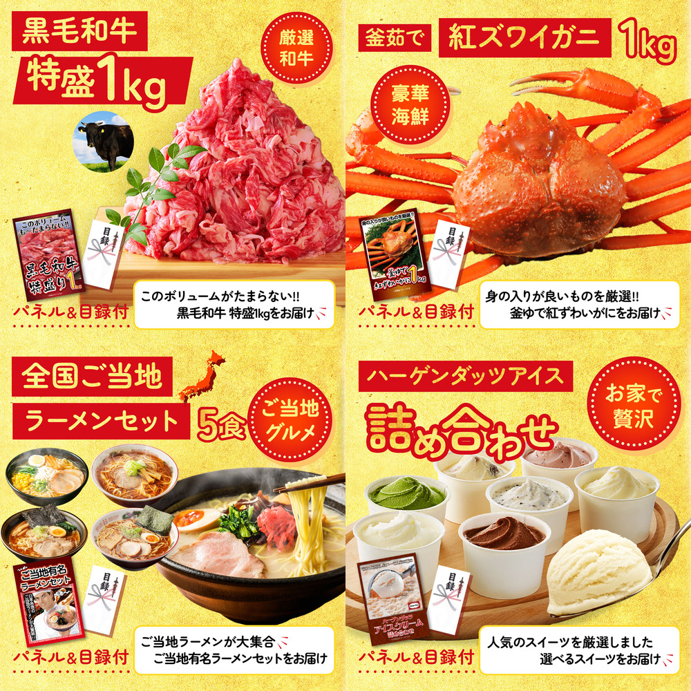 景品パラダイス 景品 セット 目録 パネル付き ギフト 5点セット 肉