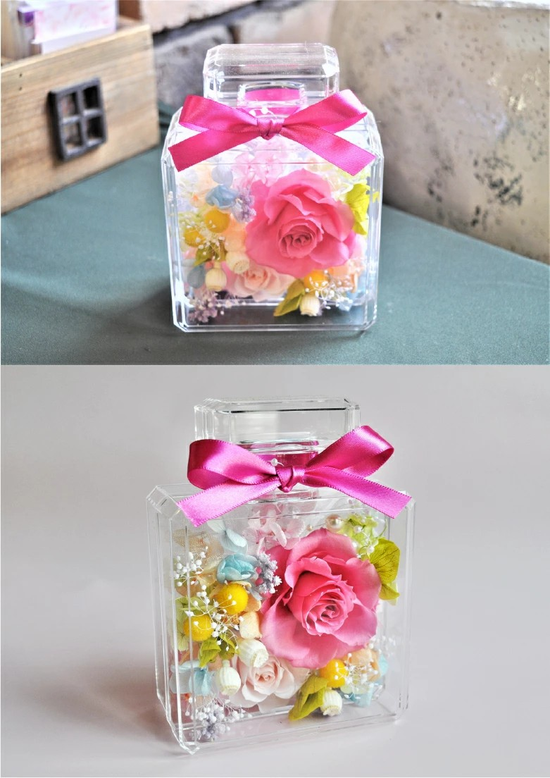 香水瓶】プリザーブドフラワー アレンジメント 香水ボトル風ギフト