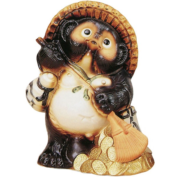 信楽焼 たぬき 狸 置き物 インテリア オブジェ 家具 陶器製 商売繁盛