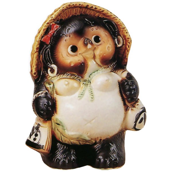 信楽焼 たぬき 狸 置き物 インテリア オブジェ 家具 陶器 商売繁盛 金