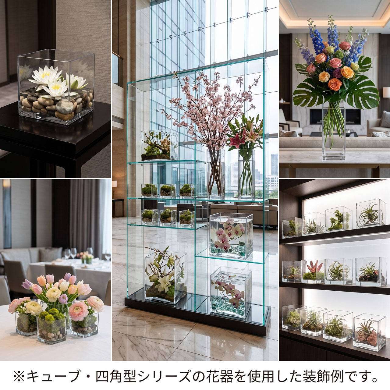 ガラス花瓶 おしゃれ 人気 おすすめ フラワーベース キューブ 四角