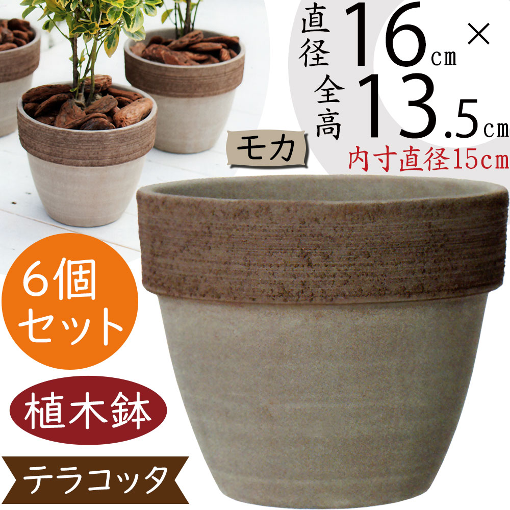 植木鉢 テラコッタ おしゃれ 人気 おすすめ プランター ガーデニング イタリア生産 園芸鉢 イタリアンテラコッタ パラディオ モカ グラフィアート  5号 6個セット